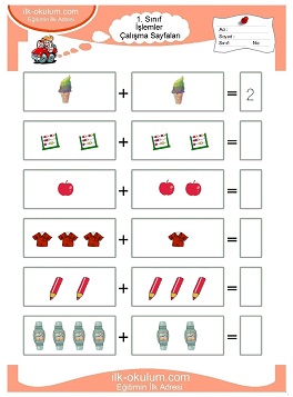 Çocuklar İçin toplam işlemi yaprak testleri 